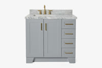 Ariel taylor (36"& 37") left offset single rectangle sink vanity with marble (0.75"& 1.5") countertop.