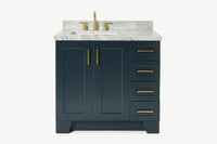 Ariel taylor (36"& 37") left offset single rectangle sink vanity with marble (0.75"& 1.5") countertop.