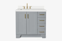 Ariel taylor (36"& 37") left offset single rectangle sink vanity with marble (0.75"& 1.5") countertop.