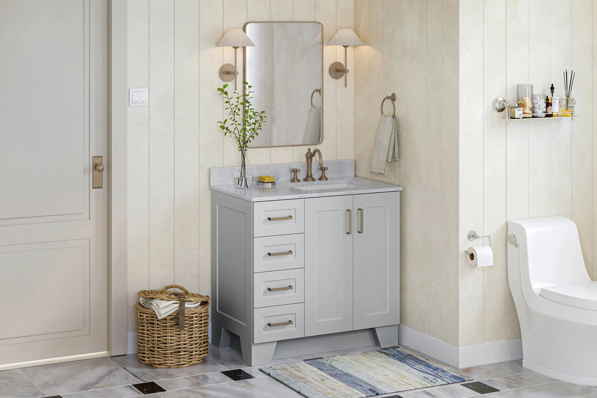 Ariel taylor (36"& 37") right offset single rectangle sink vanity with marble (0.75" & 1.5")countertop.