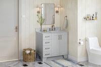 Ariel taylor (36"& 37") right offset single rectangle sink vanity with marble (0.75" & 1.5")countertop.