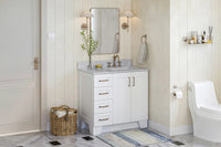 Ariel taylor (36"& 37") right offset single rectangle sink vanity with marble (0.75" & 1.5")countertop.