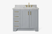 Ariel taylor (36"& 37") right offset single rectangle sink vanity with marble (0.75" & 1.5")countertop.
