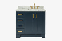 Ariel taylor (36"& 37") right offset single rectangle sink vanity with marble (0.75" & 1.5")countertop.
