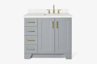 Ariel taylor (36"& 37") right offset single rectangle sink vanity with marble (0.75" & 1.5")countertop.