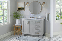 Ariel taylor (42" & 43") left offset single rectangle sink vanity with marble (0.75"& 1.5") countertop.