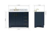 Ariel taylor (42" & 43") left offset single rectangle sink vanity with marble (0.75"& 1.5") countertop.
