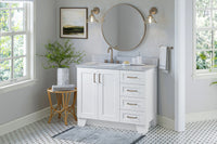 Ariel taylor (42" & 43") left offset single rectangle sink vanity with marble (0.75"& 1.5") countertop.