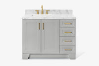 Ariel taylor (42" & 43") left offset single rectangle sink vanity with marble (0.75"& 1.5") countertop.