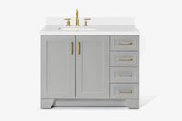Ariel taylor (42" & 43") left offset single rectangle sink vanity with marble (0.75"& 1.5") countertop.