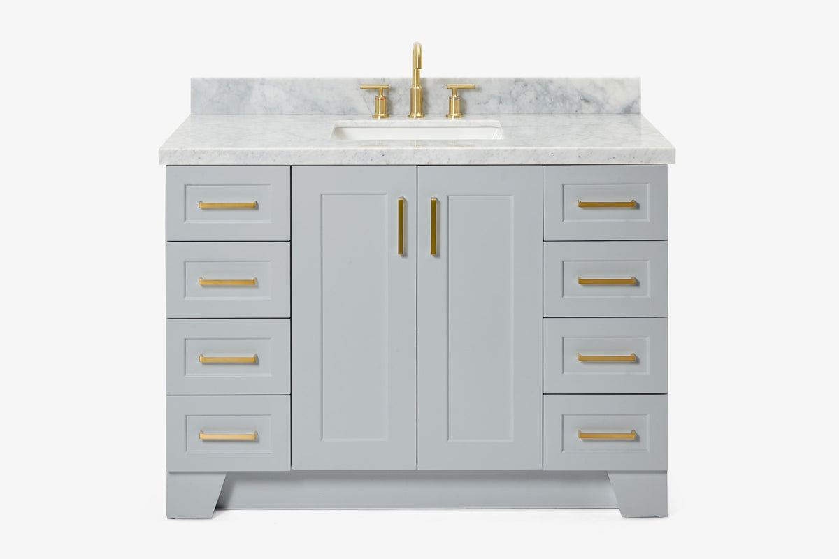 Ariel taylor (48"& 49") single rectangle sink vanity with marble (0.75" & 1.5") countertop.