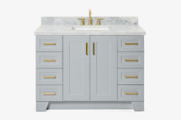 Ariel taylor (48"& 49") single rectangle sink vanity with marble (0.75" & 1.5") countertop.