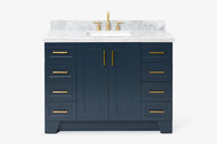 Ariel taylor (48"& 49") single rectangle sink vanity with marble (0.75" & 1.5") countertop.