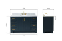 Ariel taylor (54"& 55") single oval sink vanity with marble (0.75" & 1.5")countertop.