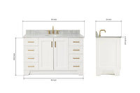 Ariel taylor (54"& 55") single oval sink vanity with marble (0.75" & 1.5")countertop.