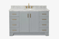 Ariel taylor (54"& 55") single oval sink vanity with marble (0.75" & 1.5")countertop.
