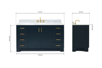 Ariel taylor (60"& 61")single oval sink vanity with marble (0.75"& 1.5") countertop.