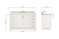 Ariel taylor (60"& 61")single oval sink vanity with marble (0.75"& 1.5") countertop.