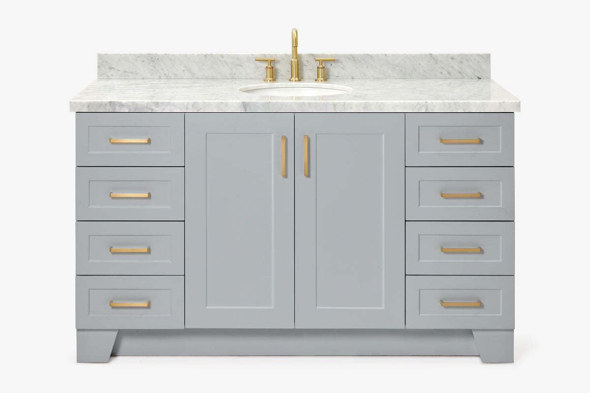 Ariel taylor (60"& 61")single oval sink vanity with marble (0.75"& 1.5") countertop.