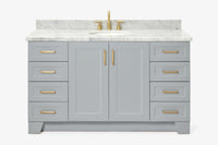 Ariel taylor (60"& 61")single oval sink vanity with marble (0.75"& 1.5") countertop.