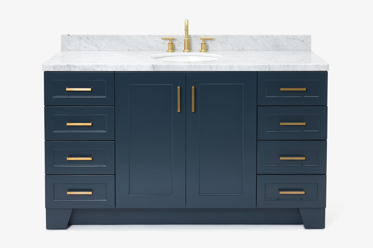 Ariel taylor (60"& 61")single oval sink vanity with marble (0.75"& 1.5") countertop.