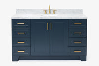 Ariel taylor (60"& 61")single oval sink vanity with marble (0.75"& 1.5") countertop.