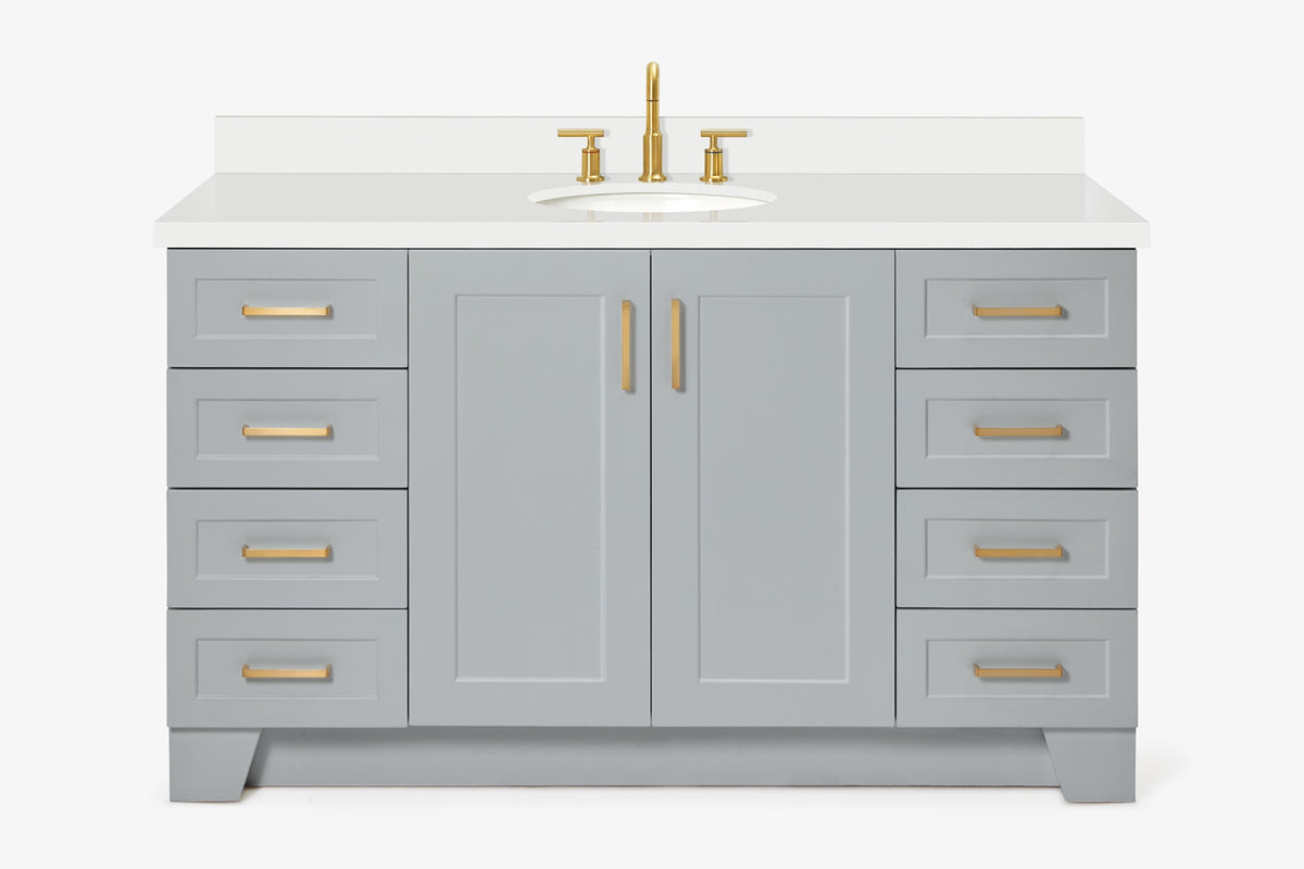 Ariel taylor (60"& 61")single oval sink vanity with marble (0.75"& 1.5") countertop.