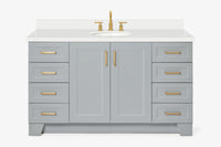 Ariel taylor (60"& 61")single oval sink vanity with marble (0.75"& 1.5") countertop.