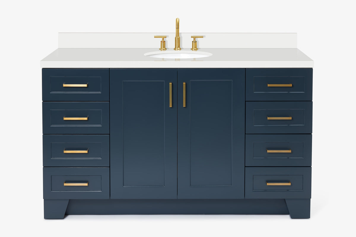 Ariel taylor (60"& 61")single oval sink vanity with marble (0.75"& 1.5") countertop.