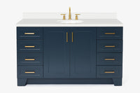 Ariel taylor (60"& 61")single oval sink vanity with marble (0.75"& 1.5") countertop.