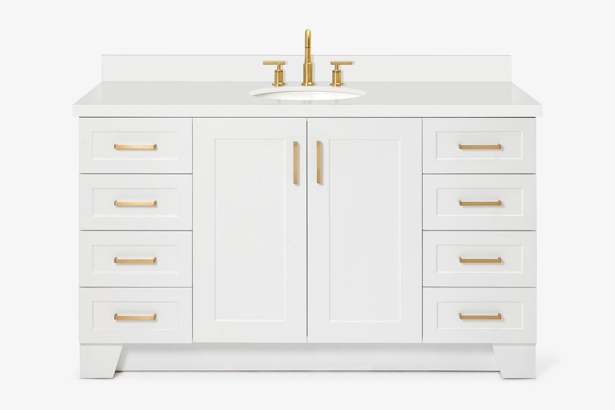 Ariel taylor (60"& 61")single oval sink vanity with marble (0.75"& 1.5") countertop.