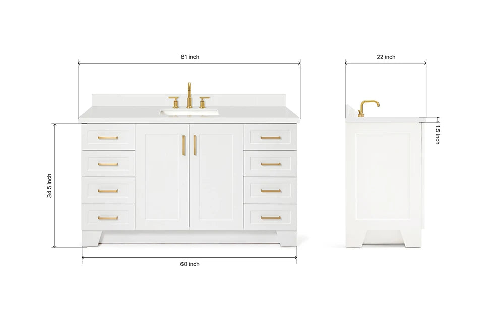 Ariel taylor (60"& 61") rectangle sink vanity with countertop.