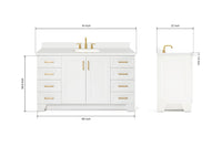 Ariel taylor (60"& 61") rectangle sink vanity with countertop.