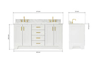 Ariel taylor (66"& 67") double rectangle sink vanity with marble countertop (0.75"& 1.5") edge.