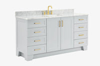 Ariel taylor (66"& 67") single rectangle sink vanity with  marble countertop (0.75"&1.5") edge.