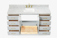 Ariel taylor (66"& 67") single rectangle sink vanity with  marble countertop (0.75"&1.5") edge.