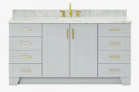 Ariel taylor (66"& 67") single rectangle sink vanity with  marble countertop (0.75"&1.5") edge.
