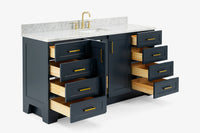 Ariel taylor (66"& 67") single rectangle sink vanity with  marble countertop (0.75"&1.5") edge.