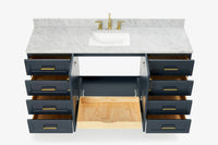 Ariel taylor (66"& 67") single rectangle sink vanity with  marble countertop (0.75"&1.5") edge.