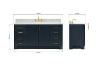 Ariel taylor (66"& 67") single rectangle sink vanity with  marble countertop (0.75"&1.5") edge.