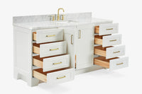 Ariel taylor (66"& 67") single rectangle sink vanity with  marble countertop (0.75"&1.5") edge.