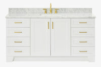 Ariel taylor (66"& 67") single rectangle sink vanity with  marble countertop (0.75"&1.5") edge.