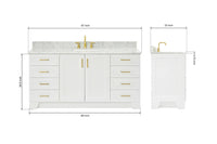 Ariel taylor (66"& 67") single rectangle sink vanity with  marble countertop (0.75"&1.5") edge.
