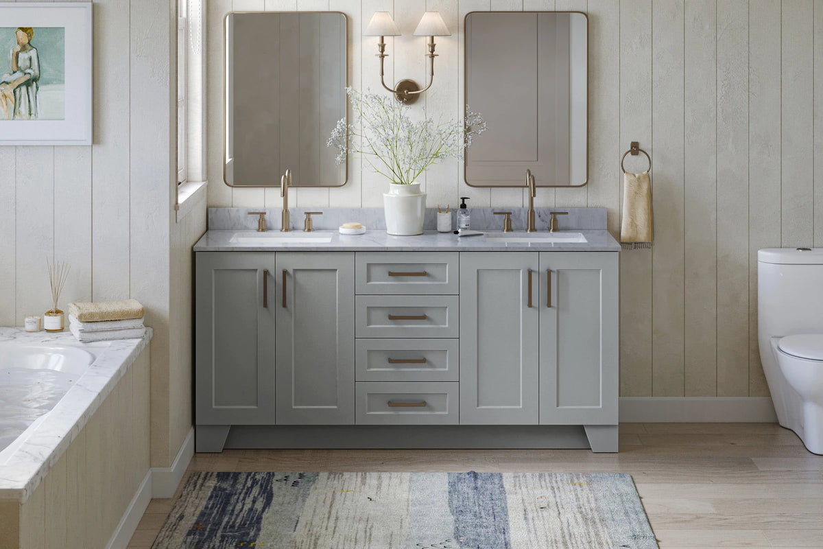 Ariel taylor (72"& 73") double rectangle sink vanity with marble (0.75" & 1.5") countertop.