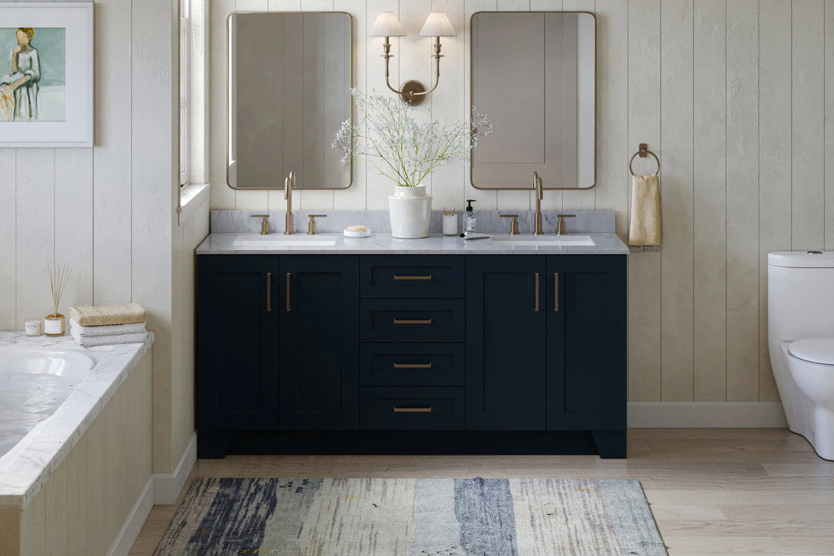Ariel taylor (72"& 73") double rectangle sink vanity with marble (0.75" & 1.5") countertop.