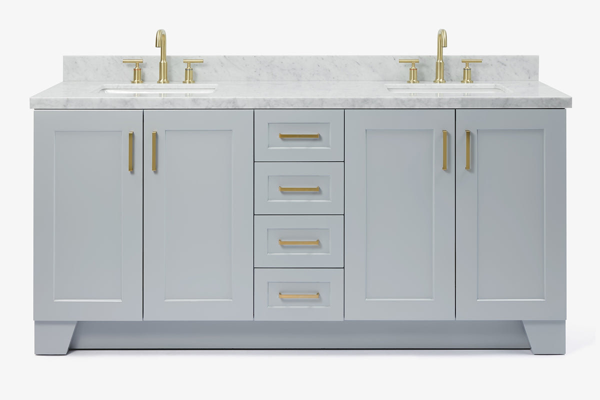 Ariel taylor (72"& 73") double rectangle sink vanity with marble (0.75" & 1.5") countertop.