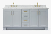 Ariel taylor (72"& 73") double rectangle sink vanity with marble (0.75" & 1.5") countertop.