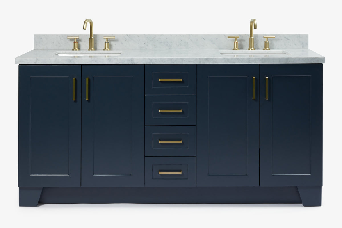 Ariel taylor (72"& 73") double rectangle sink vanity with marble (0.75" & 1.5") countertop.