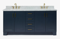 Ariel taylor (72"& 73") double rectangle sink vanity with marble (0.75" & 1.5") countertop.