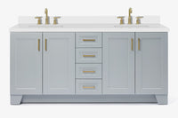 Ariel taylor (72"& 73") double rectangle sink vanity with marble (0.75" & 1.5") countertop.